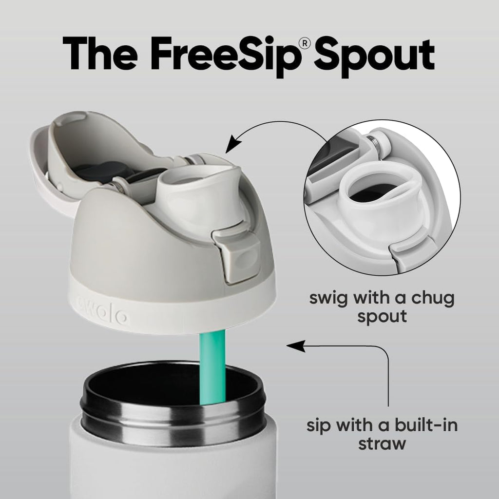 Owala FreeSip Insulated Stainless Steel Water Bottle with Straw. BPA-Free Sports Water Bottle. Great for Travel. 24 Oz. Shy Marshmallow