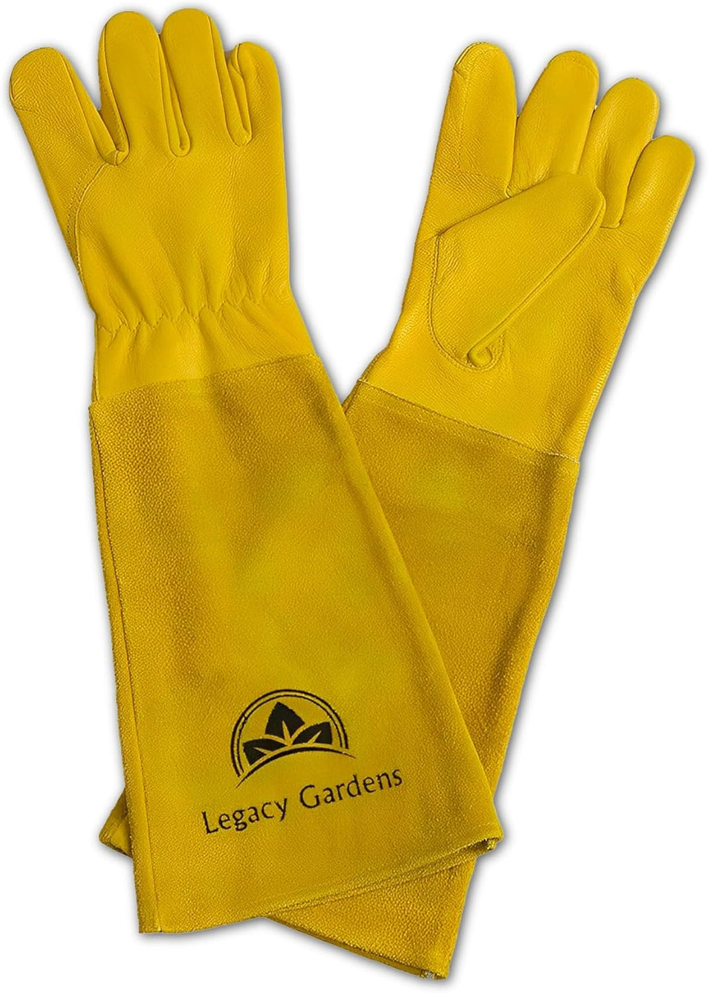 Leather Gardening Gloves for Women & Men. Long Garden Gloves. Cowhide Gauntlet Rose Pruning Thorn Resistant. Forearm Protection. XL. Yellow