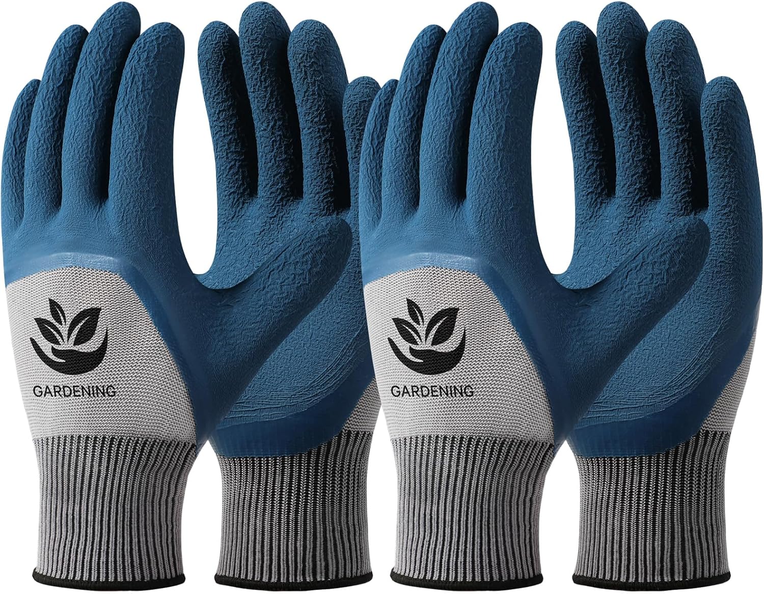Trifabricy Garden Gloves for Women Men - 6 Pairs Breathable Hard-wearing Latex Coated Gardening Gloves for Women. Indoor/Outdoor Protective Working Gloves with Grip. Blue & Grey