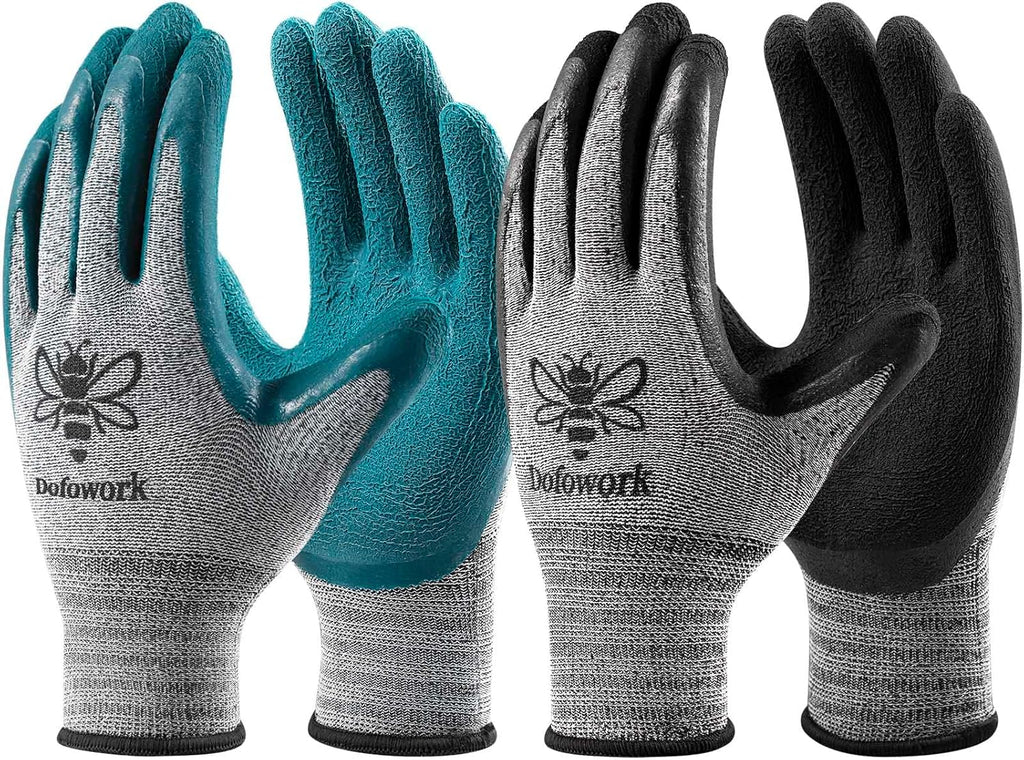 DOFOWORK Gardening Gloves - 6 Pair Gardening Gloves for Women/Men. Breathable Natural Latex Garden Gloves with Grip