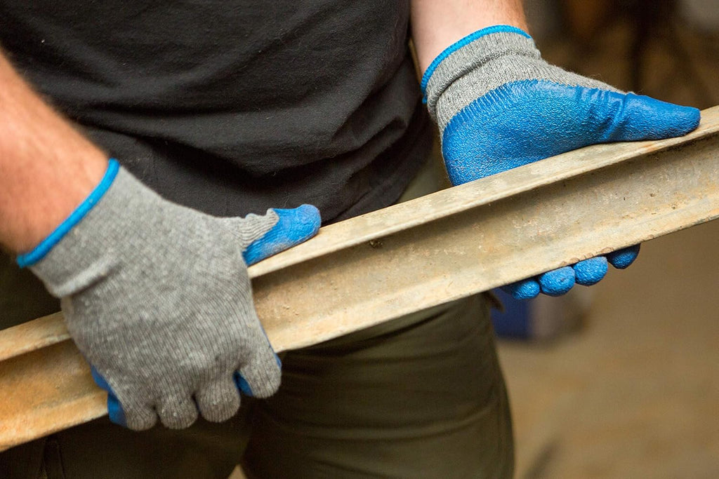 G & F Products 12 Pairs Medium Rubber Latex Double Coated Work Gloves for Construction. gardening gloves. heavy duty Cotton Blend.Blue.3100M